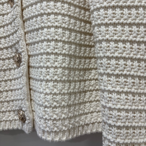 Ann Taylor Ivory White Crochet Sweater Cardigan Jacket Size Small - Picture 7 of 9